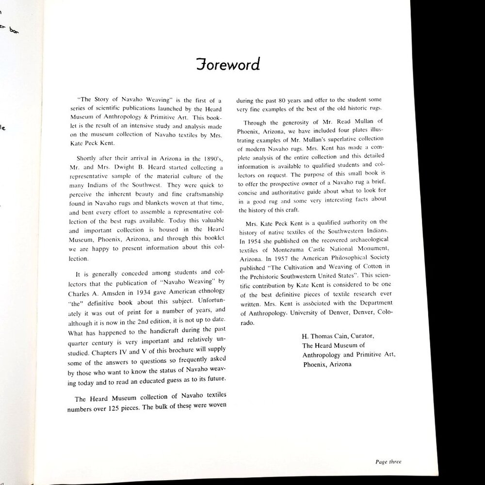 Book The Story of Navajo Weaving By Kate Peck Kent 1961 Heard Museum 61-17172 - Picture 15 of 16